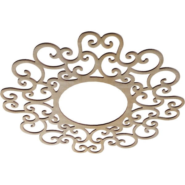 Reims Wood Fretwork Pierced Ceiling Medallion, Birch, 28OD X 10 3/4ID X 1/4T